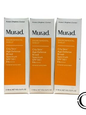 PACK OF 3 Murad City Skin Age Defense Broad Spectrum SPF 50 NEW 1.8oz TOTAL